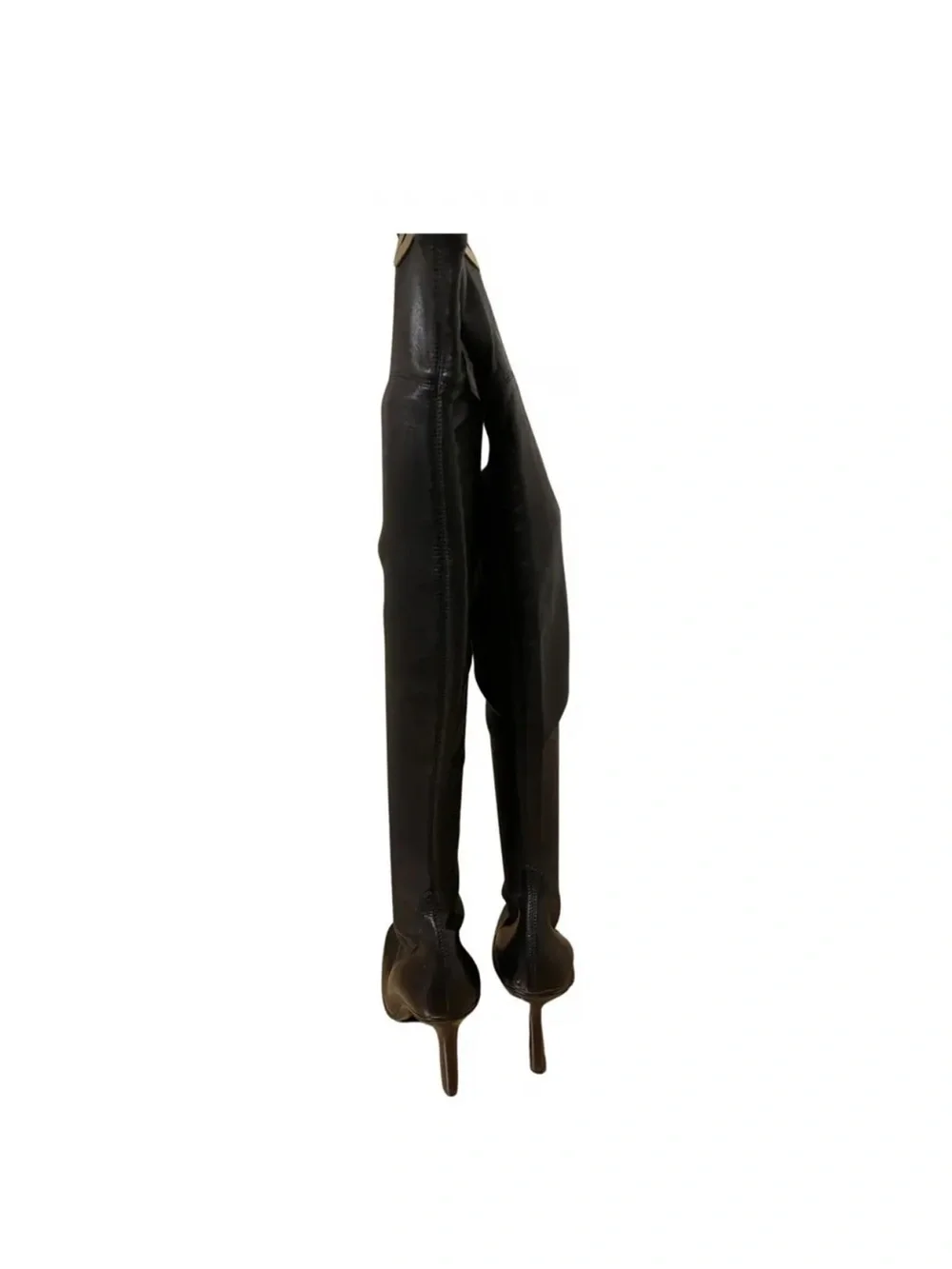Gucci Black Leather Over-The-Knee High Heel Boot with Logo Accent